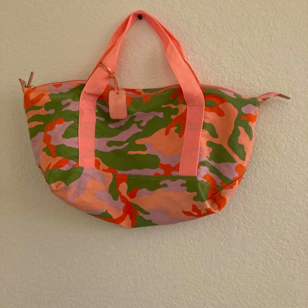 Neiman Marcus camouflage canvas bag
